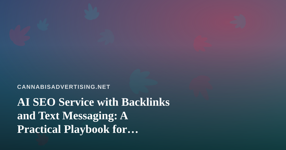 AI SEO Service with Backlinks and Text Messaging: A Practical Playbook for Cannabis Brands