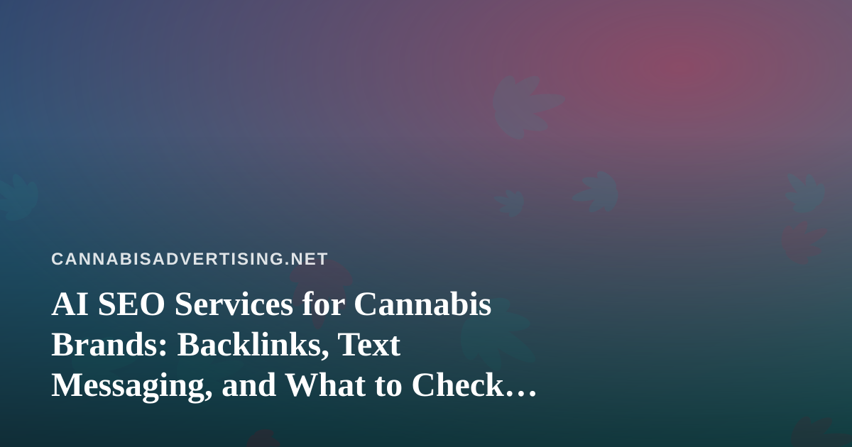 AI SEO Services for Cannabis Brands: Backlinks, Text Messaging, and What to Check Before You Buy