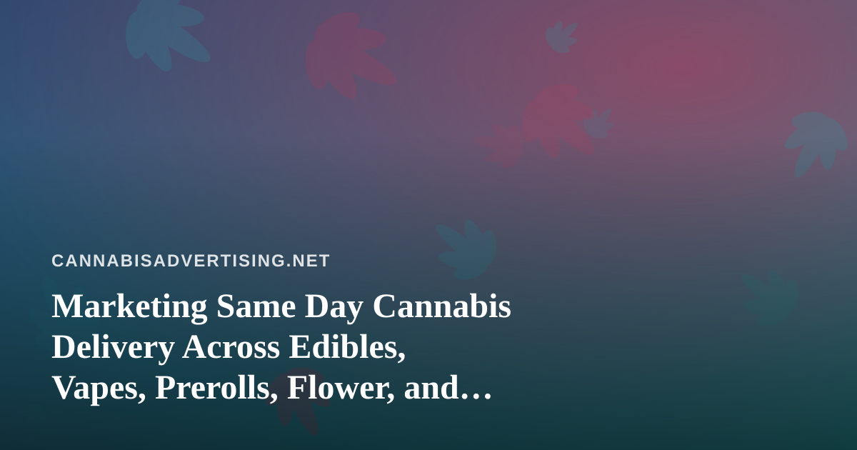 Marketing Same Day Cannabis Delivery Across Edibles, Vapes, Prerolls, Flower, and Concentrates