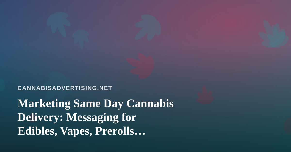 Marketing Same Day Cannabis Delivery: Messaging for Edibles, Vapes, Prerolls, Flower, and Concentrates
