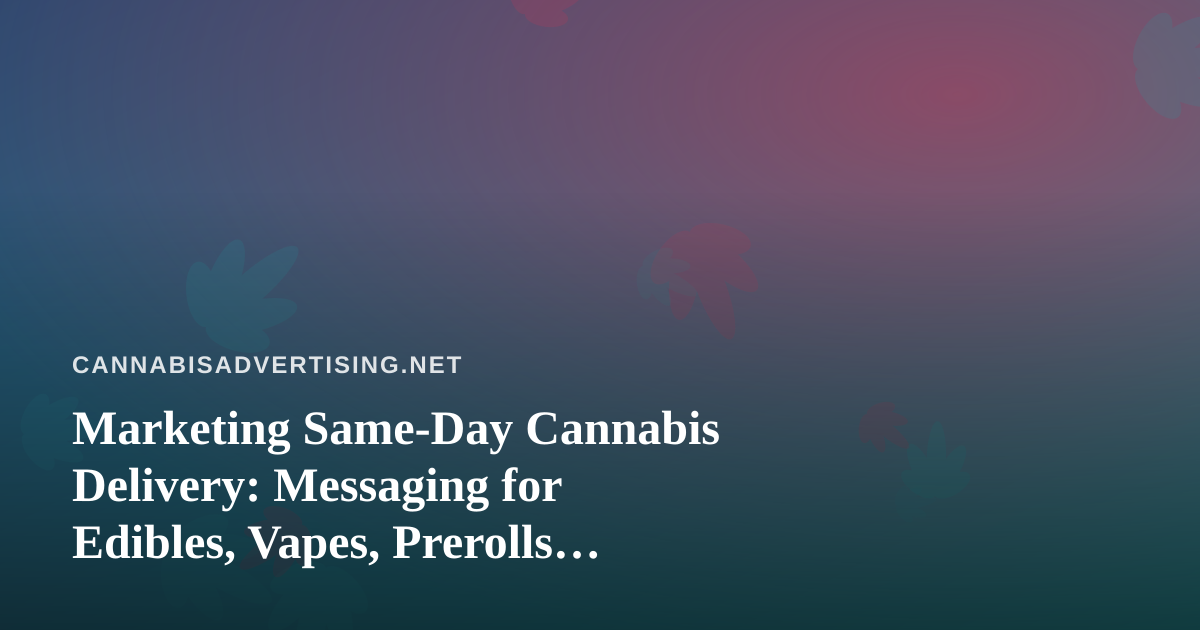 Marketing Same-Day Cannabis Delivery: Messaging for Edibles, Vapes, Prerolls, Flower, and Concentrates