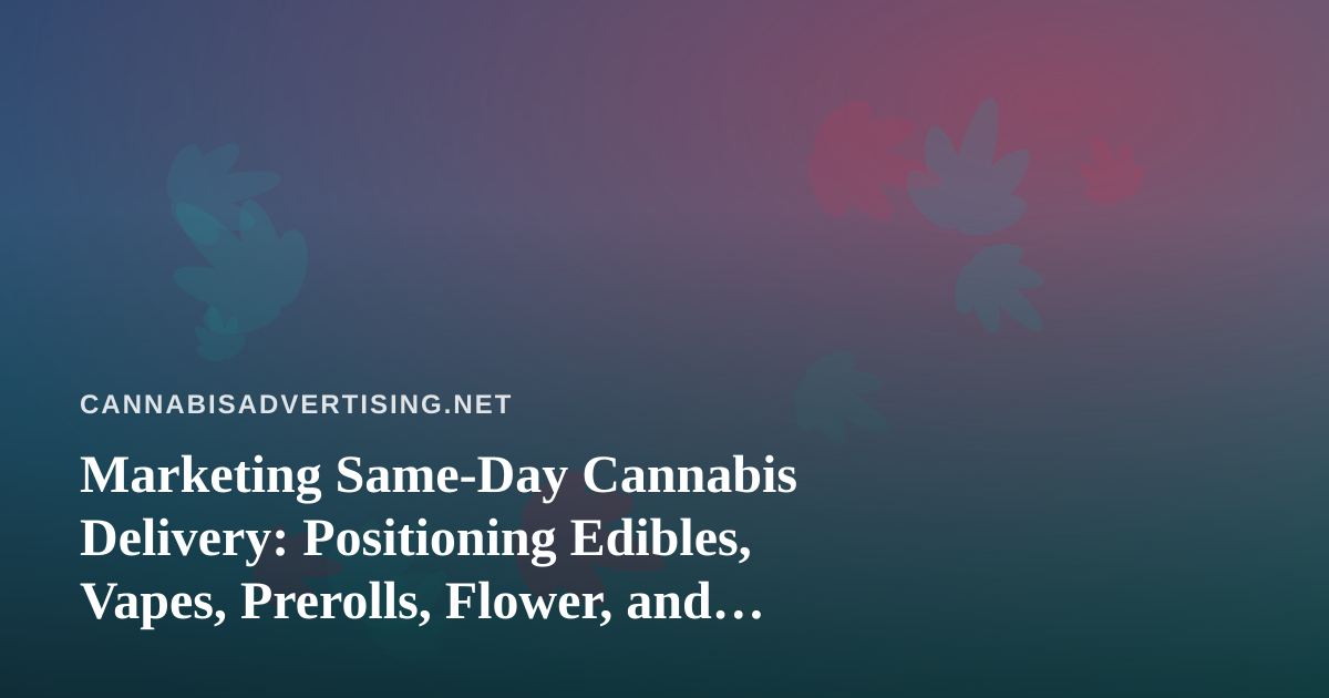 Marketing Same-Day Cannabis Delivery: Positioning Edibles, Vapes, Prerolls, Flower, and Concentrates