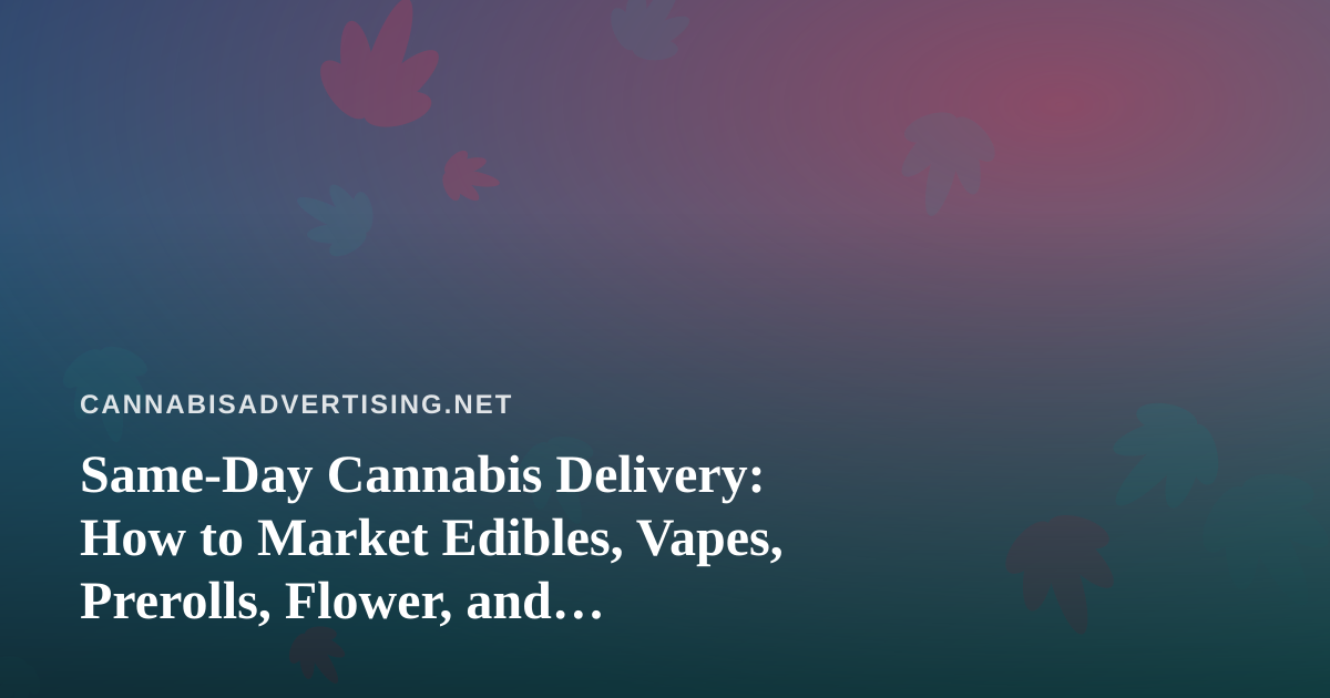Same-Day Cannabis Delivery: How to Market Edibles, Vapes, Prerolls, Flower, and Concentrates