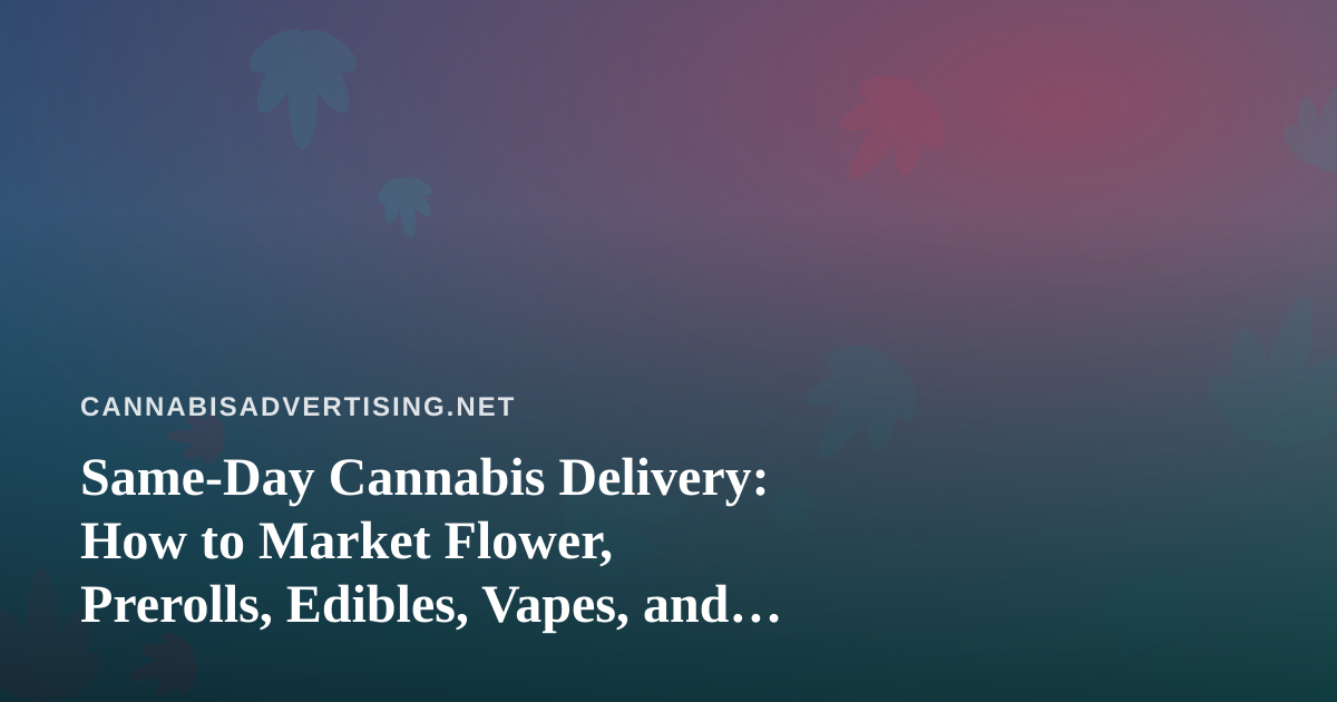 Same-Day Cannabis Delivery: How to Market Flower, Prerolls, Edibles, Vapes, and Concentrates Without Losing Customers